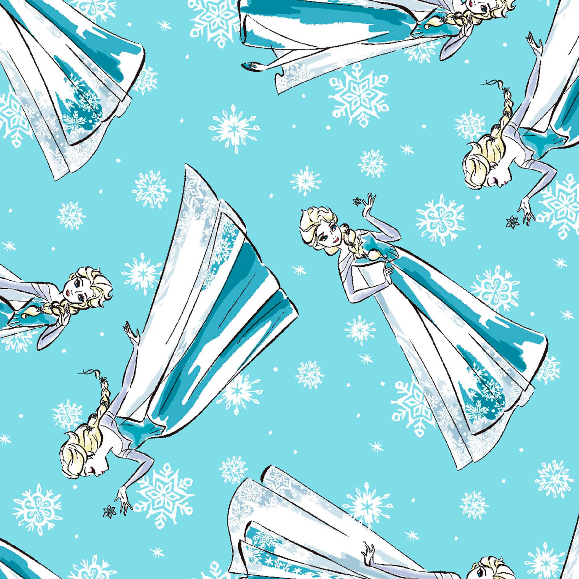 Disney® Sketch Elsa Blue Quilting Cotton Fabric
